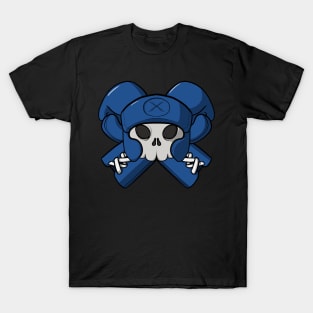 Boxing crew Jolly Roger pirate flag Blue corner (no caption) T-Shirt